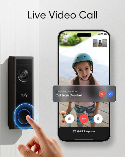 Eufy C31 Wireless Doorbell Wi-Fi Compatible with Alexa and Google Home Black