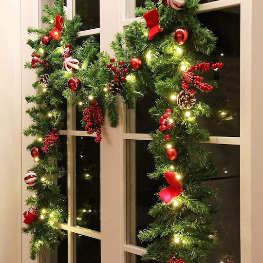 Weihnachtliche Girlande Beleuchtet Plastik Grün 180cm 1Stück