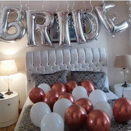 Set Baloane Folie Metalică Flippy Mireasă Design Scrisoare 100 Cm Scrisori Tematică Dragoste Baloane Petrecere Ambalaj Individual Inclus Pai Umflare Aer Heliu Argintiu