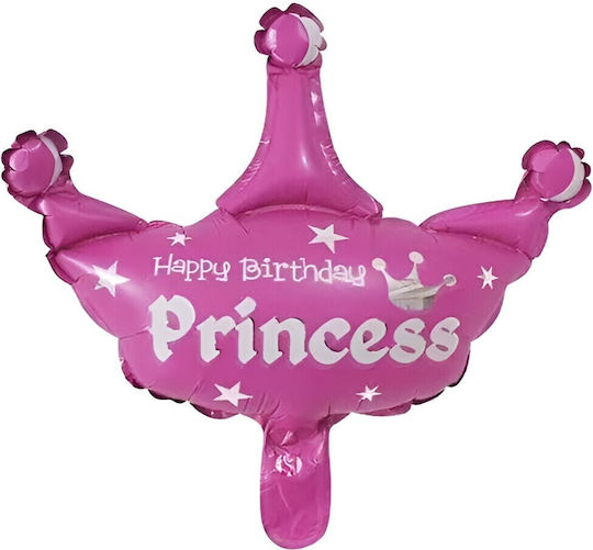 Set 3 Baloane Folie Metalizată Flippy Coroană Stea Figuri Design Aniversări 40 Cm Ambalaj Individual Pai Inclus Umflare Aer Heliu Roz
