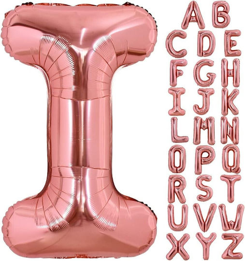 Baloane Litera Folie Metalică I Flippy 100 Cm Umflare Heliu Aer Ambalaj Individual Pai Inclus Rose Gold