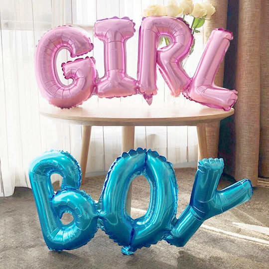 Set Baloane Folie Metalizată Flippy Design Litere Băiat 38x95 Cm Tematică Petrecere Pentru Bebeluşi Baloane Ambalaj Individual Paie Inclusă Umflare Aer Heliu Albastru