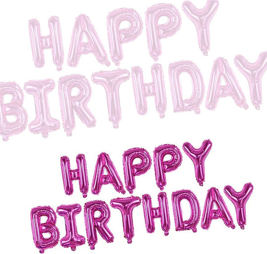 Set Baloane Folie Metalică Flippy Design Happy Birthday 40 Cm Scrisori Baloane Petrecere Ambalaj Individual Pai Sfoară Adeziv Inclus Umflare Aer Heliu Violet