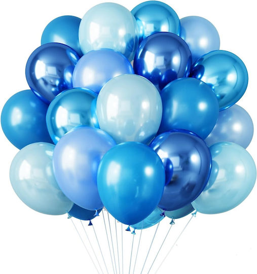 Set 10 Baloane Latex Cromate Flippy Party Model 23 Cm Nuante Diverse Albastre 2.2 G