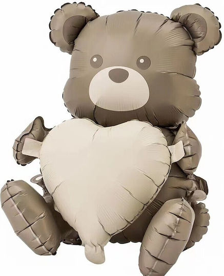 Baloane Metalizate Folie Flippy Figură Animată Urs Inimă Model 65 X 65 Cm Ambalaj Individual Pai Inclus Umflare Aer Heliu Maro