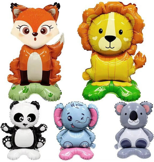 Baloane Metalizate Folie Flippy Mini Figurine Animale Model Vulpe Tematică Aniversări 35x61 Cm Ambalaj Individual Pai Inclus Umflare Aer Heliu Multicolor