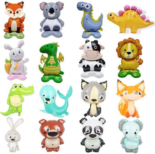 Baloane Metalizate Folie Flippy Mini Figurine Animale Model Vulpe Tematică Aniversări 35x61 Cm Ambalaj Individual Pai Inclus Umflare Aer Heliu Multicolor
