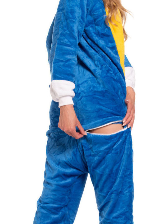 Χειμερινή Γυναικεία Ολόσωμη Πιτζάμα Sonic Blue