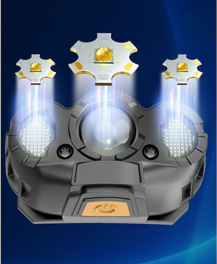 Rechargeable Headlamp LED IPX4 with Maximum Brightness 500lm Gray