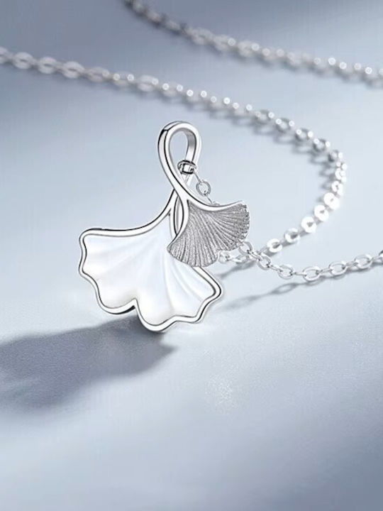 By Queen Дамска Сребърна Огърлица Ginkgo