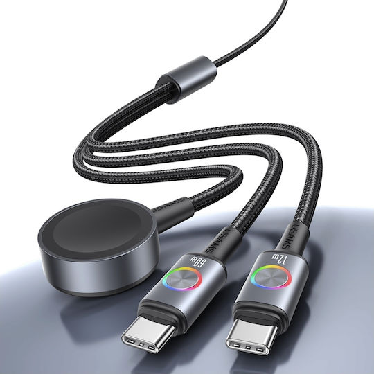 Usams Huan Series SJ754 72W USB-C to USB-C Cable + USB-C + Wireless Charger Watch Tarnish