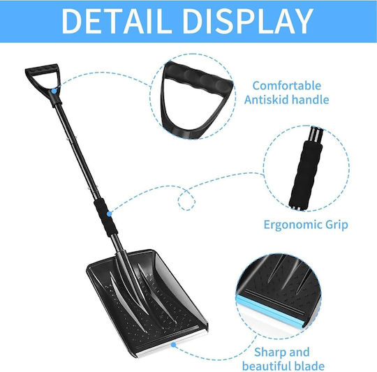 Lopată de Zăpadă Flippy Multifuncțională Detasabilă cu Mâner Antiderapant din Aluminiu și Plastic Soluție de Iarnă pentru Îndepărtarea Zăpezii 80x11x25.7 cm Neagră