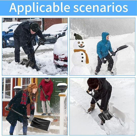 Lopată de Zăpadă Flippy Multifuncțională Detasabilă cu Mâner Antiderapant din Aluminiu și Plastic Soluție de Iarnă pentru Îndepărtarea Zăpezii 80x11x25.7 cm Neagră