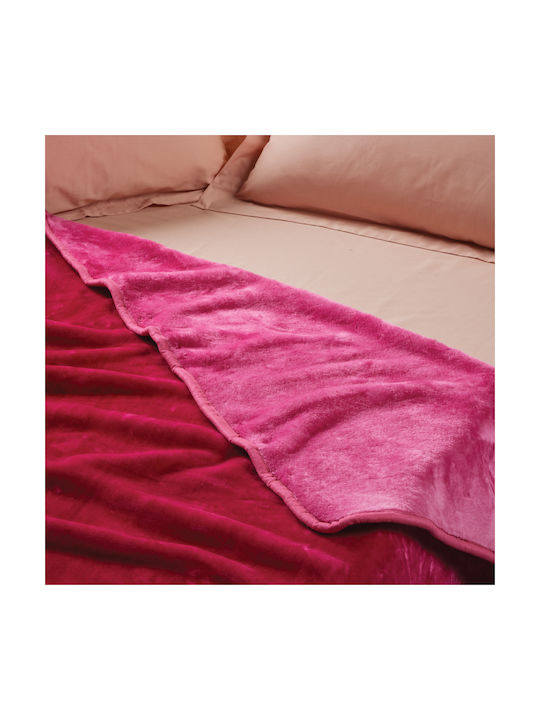 Das Home Κουβέρτα Βελουτέ Pink 160x220εκ.