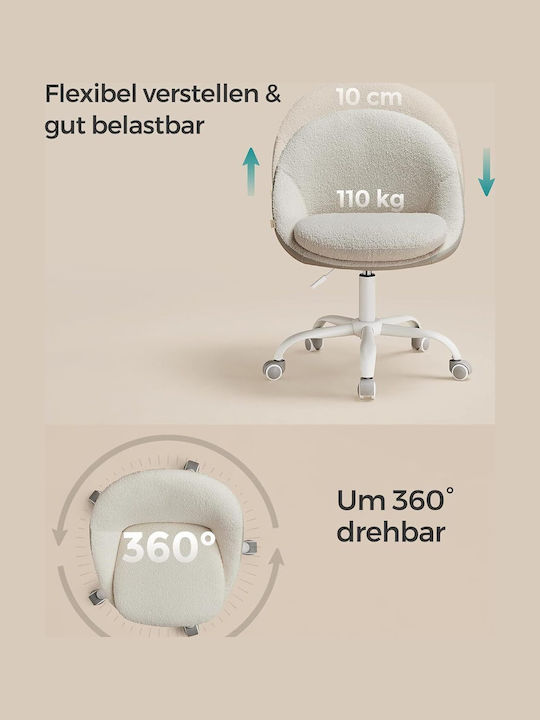 Songmics Scaun De Birou Cu Brațe Reglabile Bej-Alb
