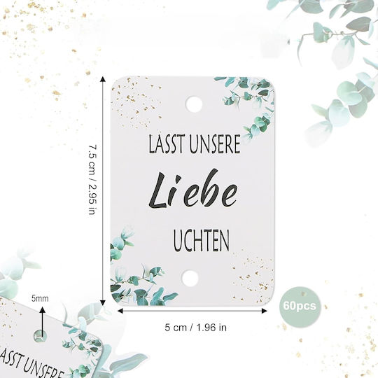 Wedding Straw Charms "lasst Unsere Liebe Uchten" 60 Pcs