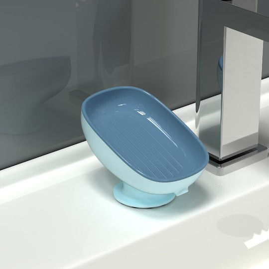 Seifenschale Kunststoff mit Saugnapf Blau