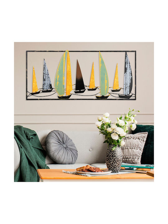 Wallity Wanddekoration Yelkenli Bunt aus Metall 90x40cm