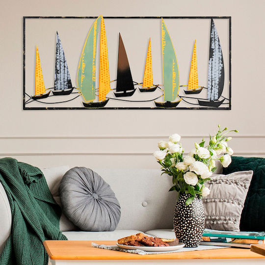 Wallity Διακοσμητικό Τοίχου από Μέταλλο Yelkenli 90x40cm