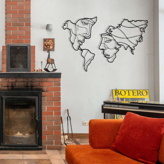 Wallity Wanddekoration Silhouette Suret Schwarz aus Metall 100x64cm
