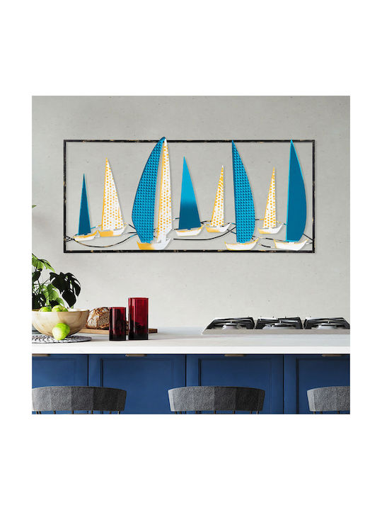 Yelkenli Wanddekoration 930dyu1178 40x90cm Blau-weiß Wallity Metall