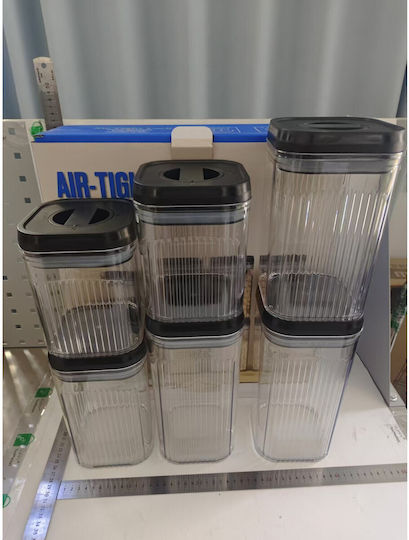 Cutii de Depozitare pentru Alimente Flippy Set 6 Cutii Tip Container Recipiente pentru Cereale de Bucătărie Transparente cu Capac Negru