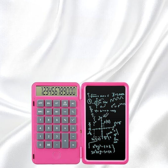 Calculator Reîncărcabil de Mână cu Tablă de Scris Flippy Calculator Portabil Ecran LCD Afișaj cu 12 Cifre Ecran de 15 Cm Culoare Roz