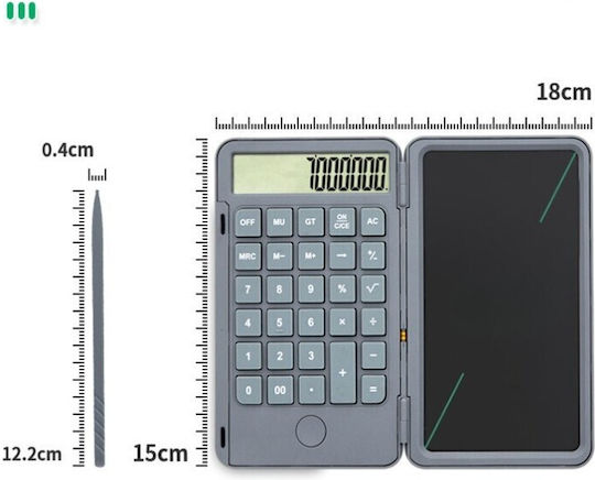 Calculator Reîncărcabil Portabil cu Placă de Scris Flippy Calculator Portabil Ecran LCD Afișaj 12 Cifre Ecran 15 Cm Culoare Gri