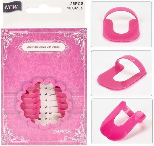 Set 26 Șabloane Reutilizabile Pentru Oja Design Pentru Unghii Flippy Manichiură Curată Fără Suprasarcină Margină Protecție Cuticule 10 Mărimi Plastic Roz