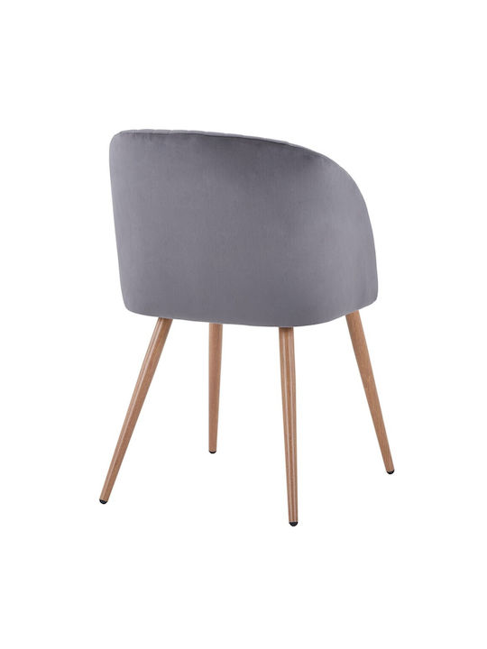 Leah Dining Room Velvet Armchair Grey 51x58x81cm