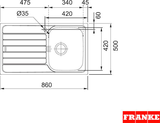 Franke Spark Ένθετος Inox Brushed Μ86xΠ50cm Ασημί Franke Spark Ένθετος Inox Brushed Μ86xΠ50cm Ασημί