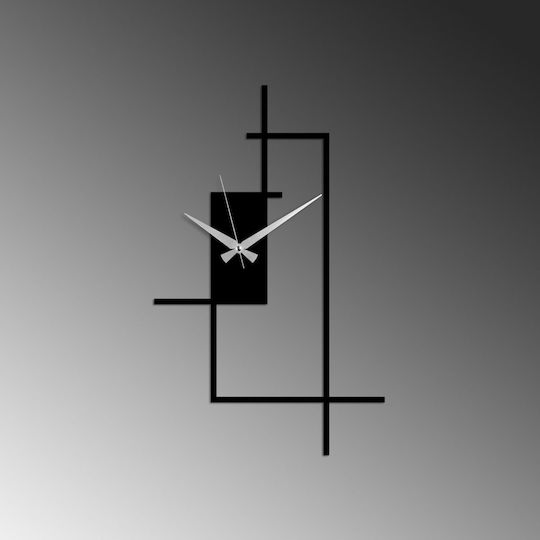 Wallity Ceas de Perete Metalic Negru 49x30cm