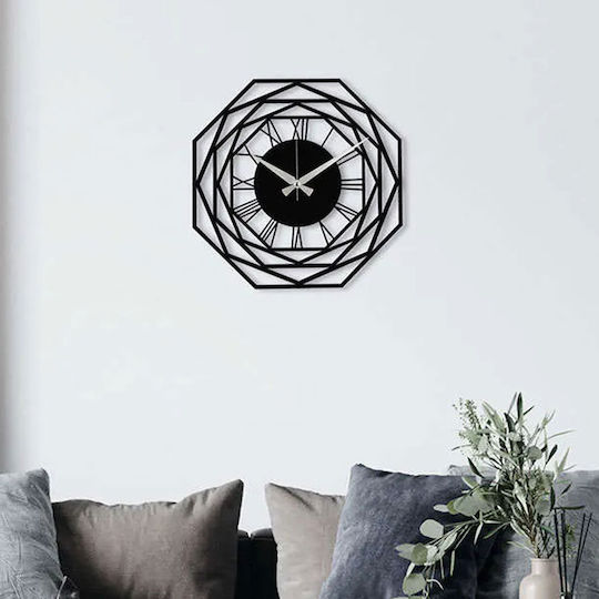 Wallity Ceas de Perete Metalic Negru Ø48cm