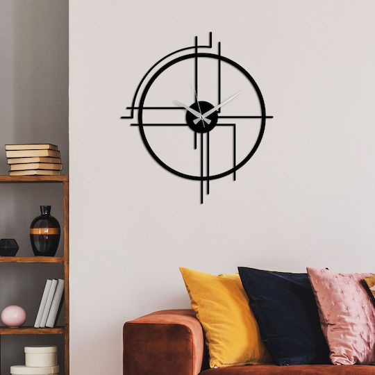 Wallity Ceas de Perete Metalic Negru 49x43cm