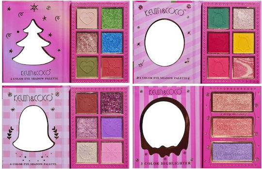 Set 4 Palete Machiaj Kevin Coco Christmas Jingle 21 Culori 27.3 X 20.8 X 2.4 Cm