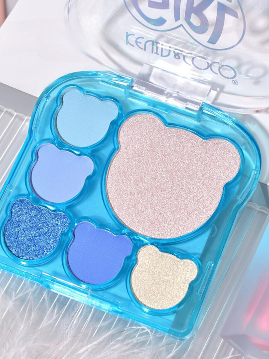 Set Machiaj 3 Produse Kevin Coco Ice Blue Bear 6 Culori 15.5 X 13 X 3.4 Cm