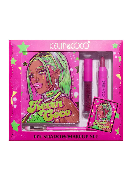 Set 4 Produse de Machiaj Kevin Coco Green Cool Girl 18 Culori 20.5 X 18.2 X 2.2 Cm