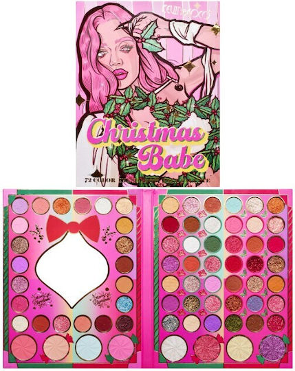 Kevinandcoco Set Machiaj 72 Culori Paletă Farduri de Pleoape Iluminatoare Blush Christmas Babe Model Glob Oglindă 25.5x20x1.7 Cm Multicolor