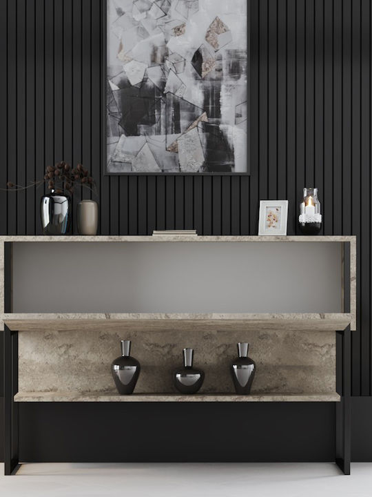 Consolă Luxe 618bly1410 120x30x80cm Travertin Bej-negru PAL Metal