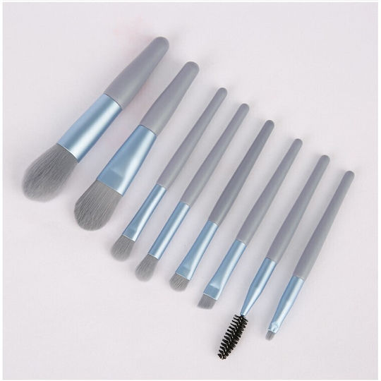 Flippy Mini Portable Set 8 Make Up Brushes Blue Case