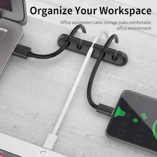 Cable Organizer Flippy Kabelclips Doppelter Klebeverschluss Silikon 3 Fächer Schwarz