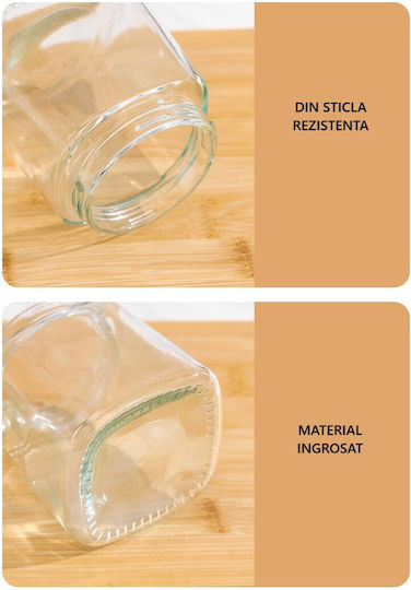 Βάζο για Ζάχαρη με Καπάκι Γυάλινο Κίτρινο 180ml