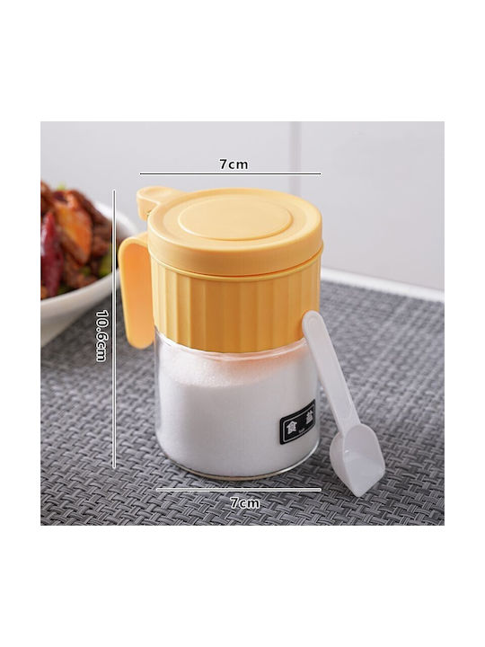 Βάζο για Ζάχαρη με Καπάκι Γυάλινο Κίτρινο 180ml