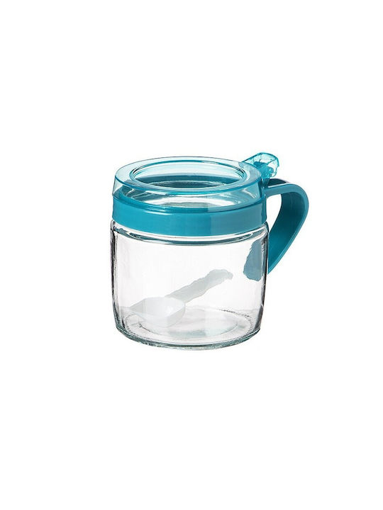 Βάζο για Ζάχαρη με Καπάκι Γυάλινο Μπλε 180ml