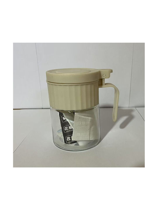 Βάζο για Ζάχαρη με Καπάκι Γυάλινο Λευκό 180ml