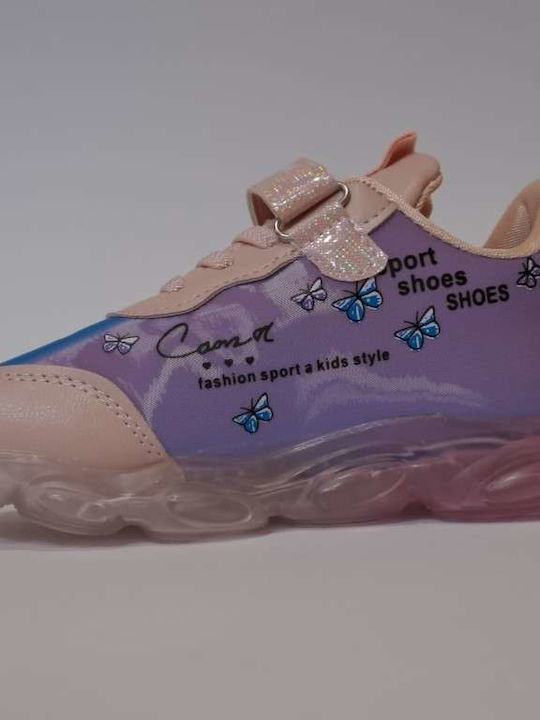 Kids Sneakers with Hoop & Loop Closure and Lights Purple