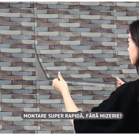Panouri Decorative 3D Pentru Perete Spumă Autoadeziv Gri 70x77cm 10 Bucăți