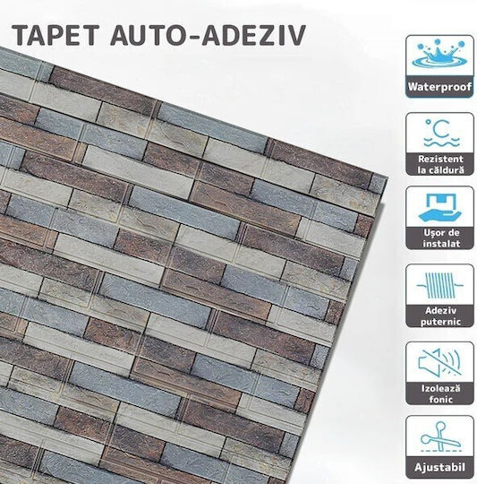Panouri Decorative 3D Pentru Perete Spumă Autoadeziv Gri 70x77cm 10 Bucăți