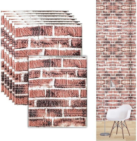Panouri Decorative 3d Spumă Autoadeziv Roșu 35x38cm 10 Bucăți