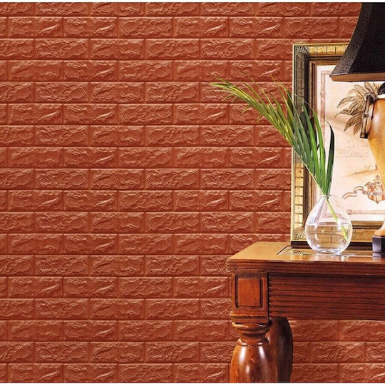 Panouri Decorative 3D Din Spumă Autoadezive Maro 70x77cm 10 Bucăți
